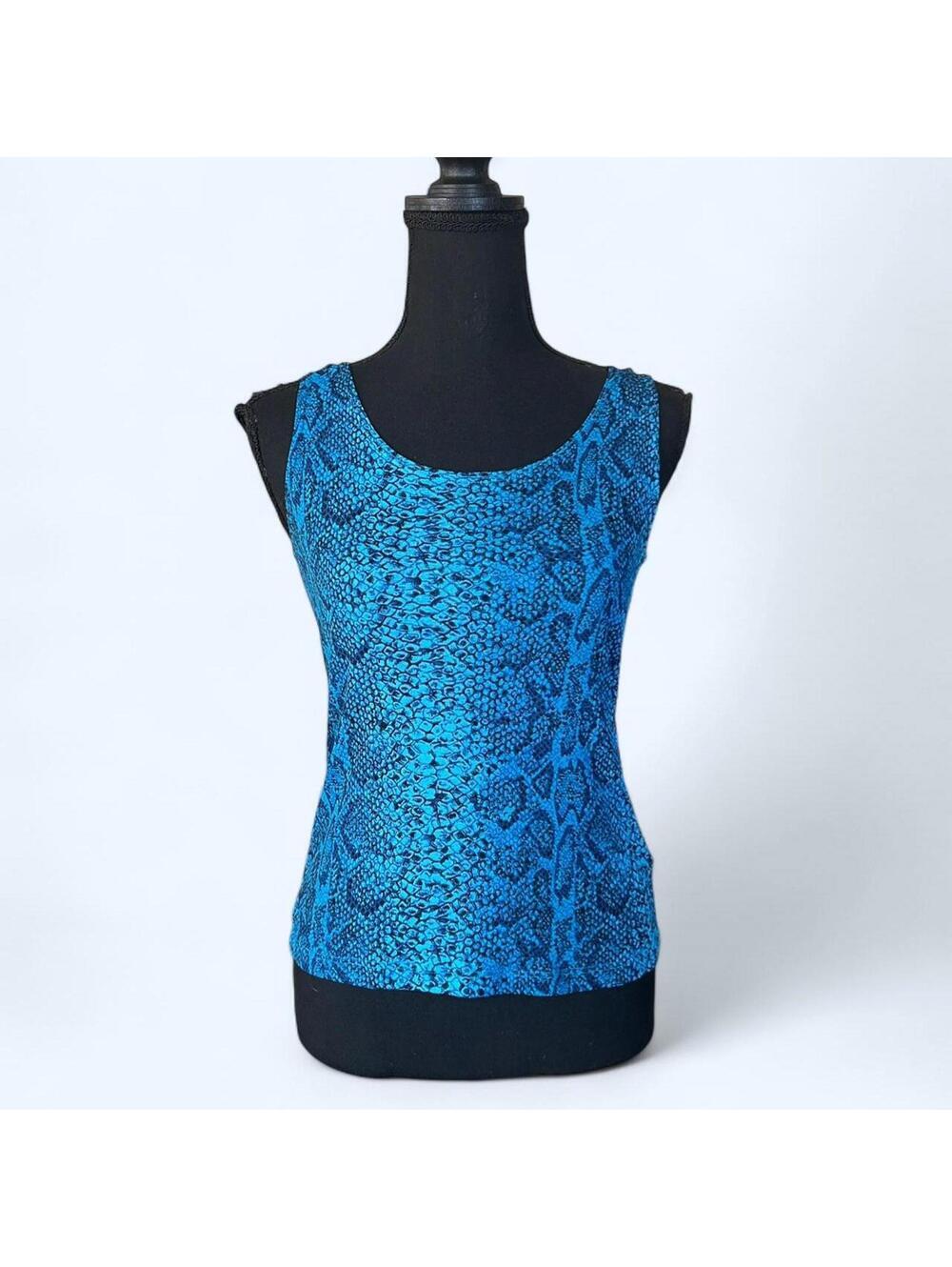 Vintage Y2K Blue snake print tank top Size Medium 💙